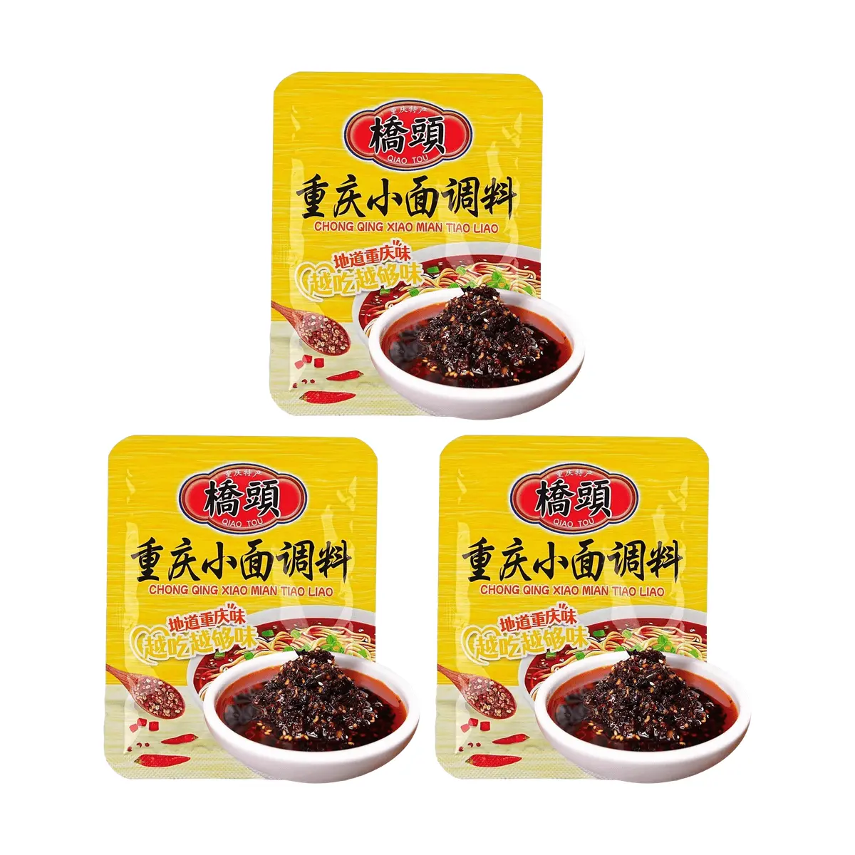 QIAO TOU Chongqing Xiao Mian Seasoning 35g x 3 Pack - Authentic Sichuan Flavor Instant Noodle Spice Mix