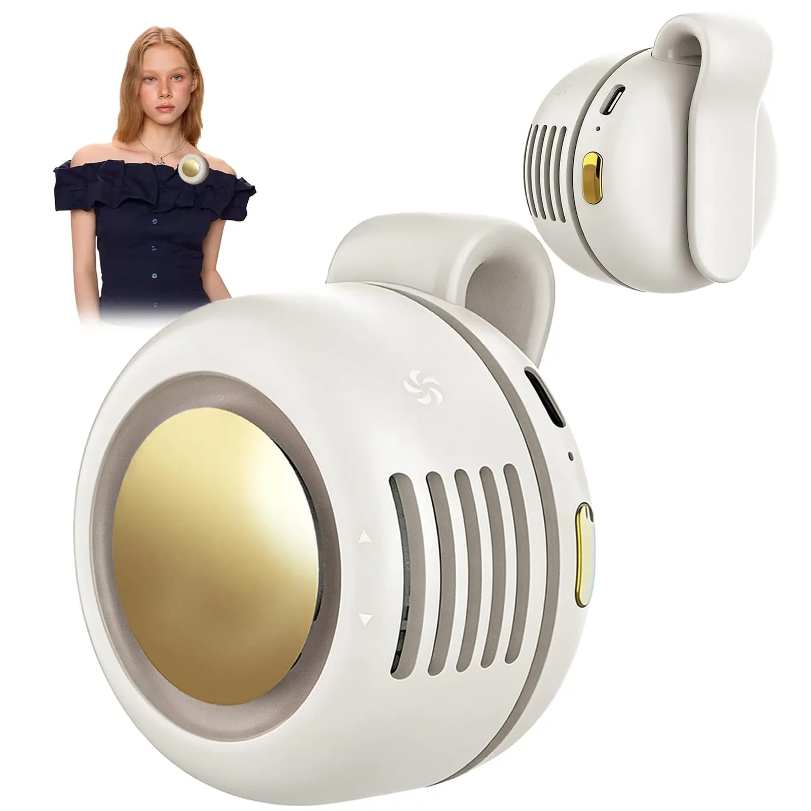 Mini Bladeless Fan. Portable, rechargeable, and silent. Features 3 adjustable speeds, a rotating body, and versatile use as a handheld, waist-mounted, or phone cooling fan. Ideal for outdoor travel,Perfect Gift