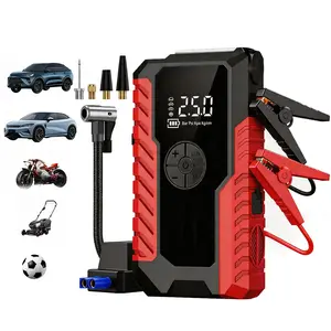 Father’s Day Gift—Portable Emergency Jump Starter Power + Tire Inflator Device, Smart Clamp, LED Emergency Light, USB/Type‑C Charging, Peak Instant Maximum Starting Current 2000A, 12V, can start SUVs, passenger cars, and trucks, suitable for road emergenc