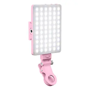 60 LED High Power Selfie light,Rechargeable Clip Fill Video Conference Light with Front & Back Clip,  Cellphone  Accessories  Adjusted 3 Light Modes for Smartphone Phone, iPhone, Android, iPad, Laptop, for Makeup, Selfie, Vlog