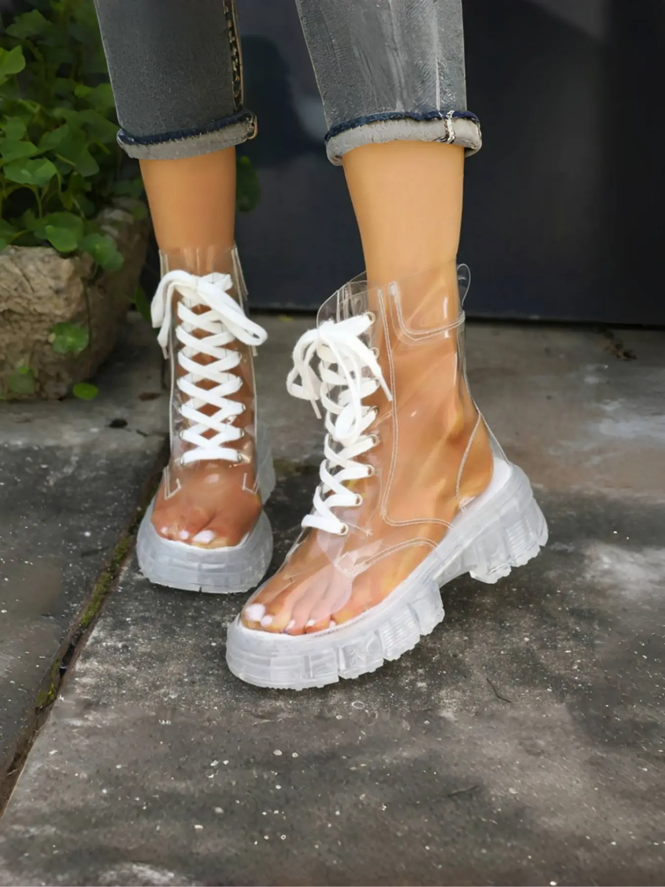 Women's Short Rain Boots, Transparent Inner Lining, Comfortable & Stylish, Waterproof Shoes for Various Occasions