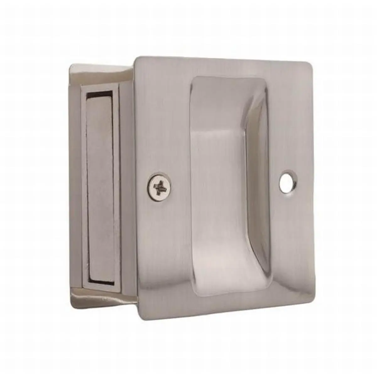 212 MAIN Rectangular Passage Type Pocket Door Lock, Satin Nickel, with Adjustable Backset and Full Lip Strike