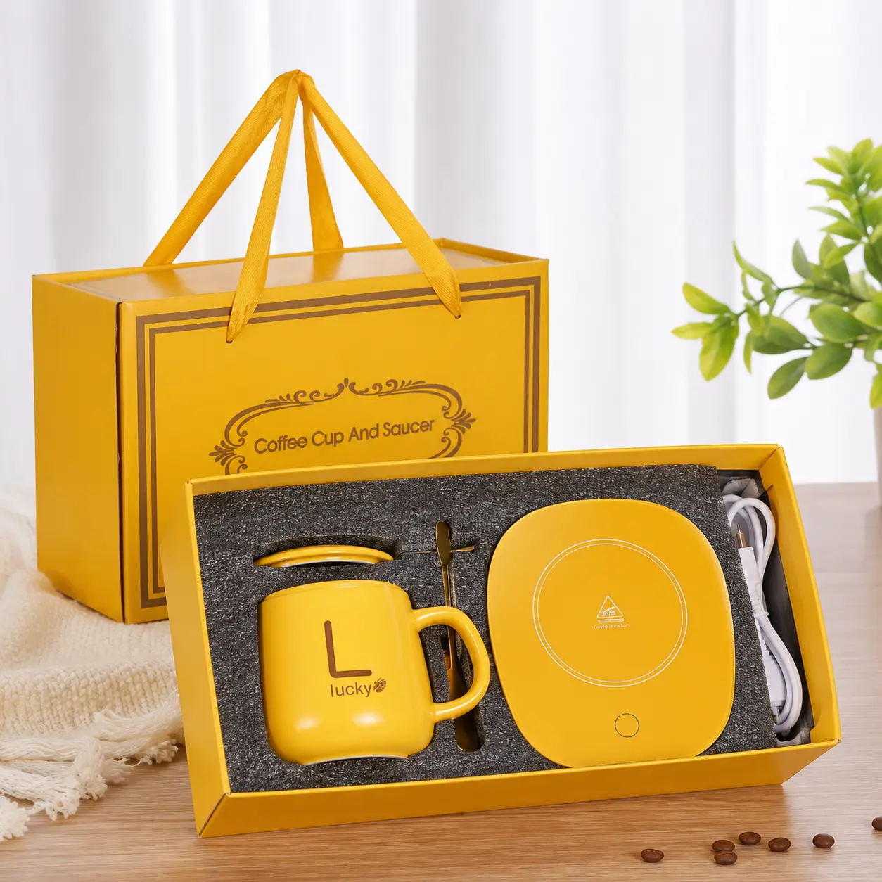 Smart Electric USB Office 55C Home Gitf Set Ceramic Coffee Mug Warmer Cup Heater Mug