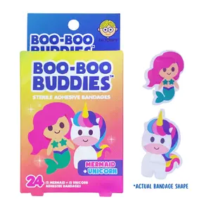 Boo Boo Buddies Mermaid & Unicorn Bandages – 24 Ct | Waterproof, Fun Shaped, Latex-Free for Kids stickers