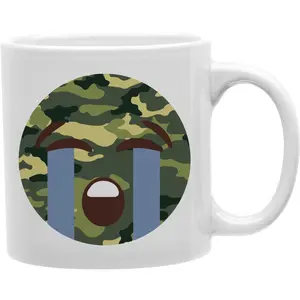 Camo Emoji Crying Face  Coffee and Tea Ceramic  Mug 11oz