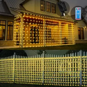 Liveasily Large Size Outdoor Waterproof Solar Curtain Lights Outdoor, 8 Modes Garden Outdoor Solar String Lights, Solar Remote-controlled Wall Lights