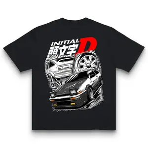 Initial D Drift Car T-shirt icon racing anime design street racer A86 graphic tee unisex casual automotive shirt medium fitted crew neck short sleeve summer 100% cotton back pattern