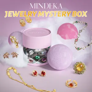 Mindeka Bath Bomb Jewelry Box-Necklace, Earrings, Bracelet, Charm&Adjustable Ring, Waterproof Jewelry for Women, Birthday & Girls’ Party Fun Reveal Gift