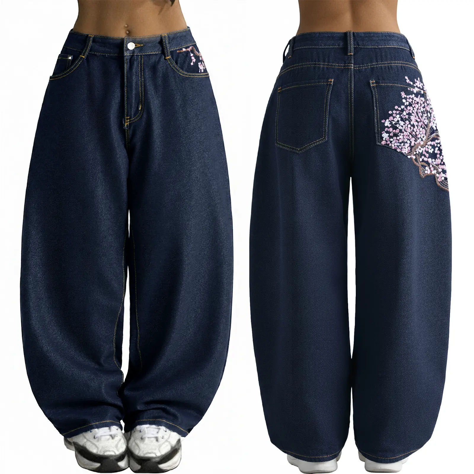 Dark Blue-Embroidered Pattern