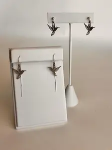 Hummingbird Sentimental Silver Earrings| 925 Sterling Silver Ball Stud or Threader Earrings | Elegant Gift Memory | Bird Nature Outdoor Lovers | Hypoallergenic and Long-Lasting