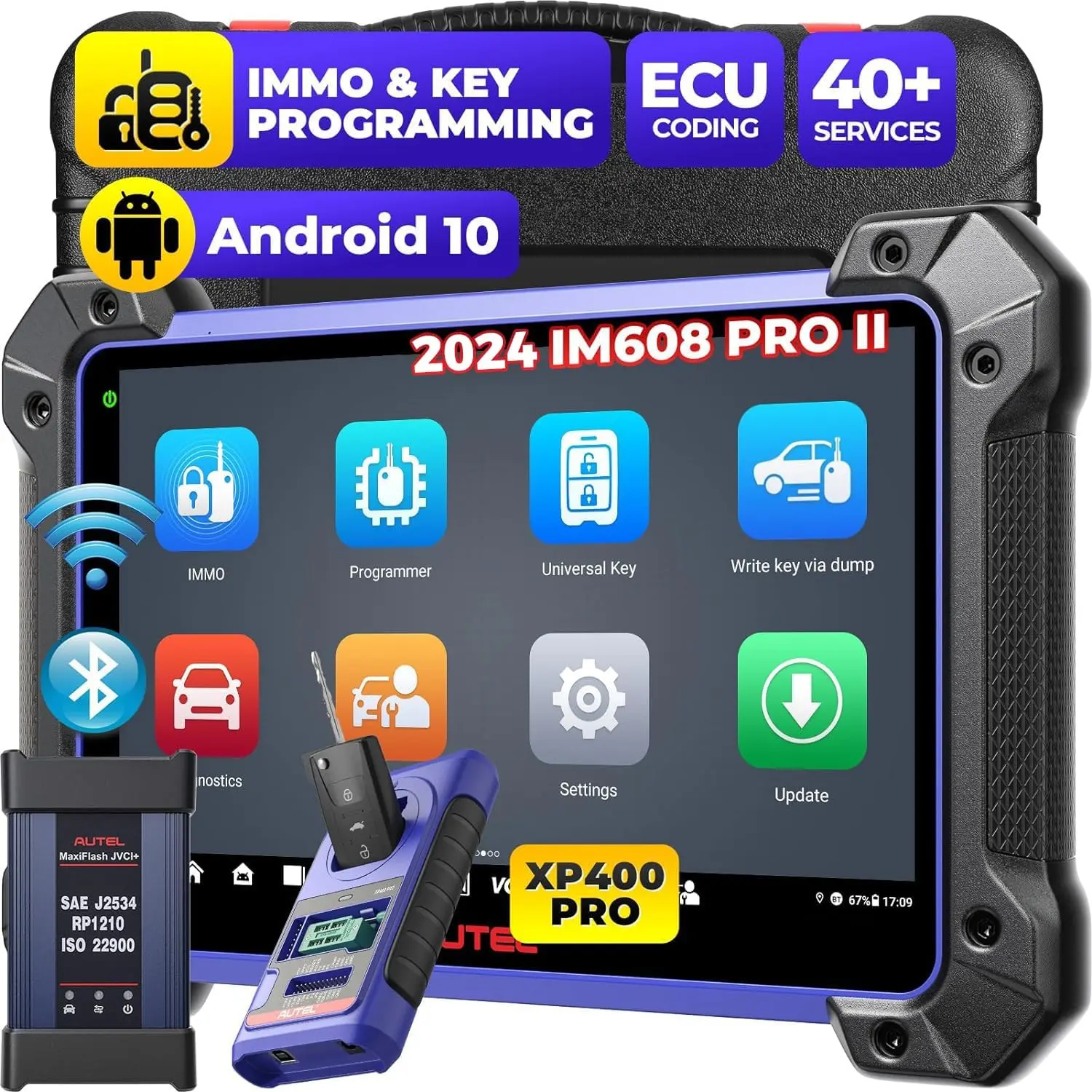 Autel MaxiIM IM608 PRO II IMMO Key Fob Programming Diagnostic Scan Tool with XP400 PRO Key Programmer, ECU Coding & Bidirectional, 40+ Services Android 10 Same as IM608S II/ IM608 II