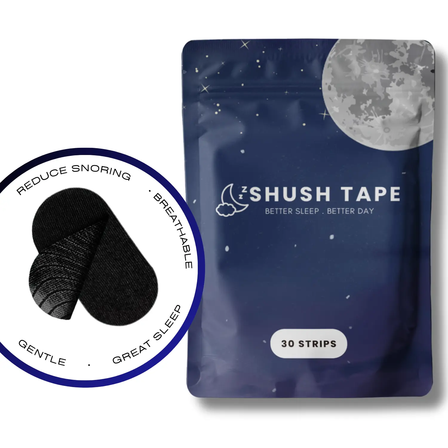 Mouth Tape (30 Pack) - Skin-Friendly, Hypoallergenic, Easy to Apply & Remove, Suitable for All Ages