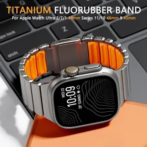 Luxury Titanium Rubber Strap for Apple Watch Ultra 3 2 49mm Series 11 10 46mm 44mm 45mm Men Band For Iwatch 9 8 7 6 5 SE3 Correa