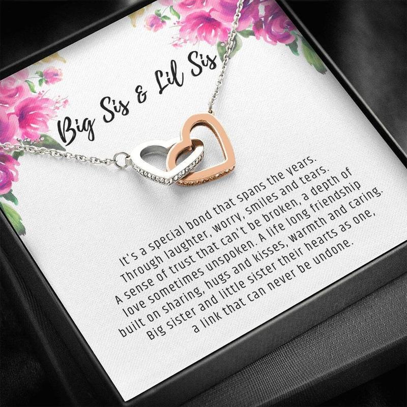 Big Sister & Little Sister Necklace - Dainty Heart Necklace with Meaningful Message Card Inside, Birthday Gift, Matching Sister Necklaces