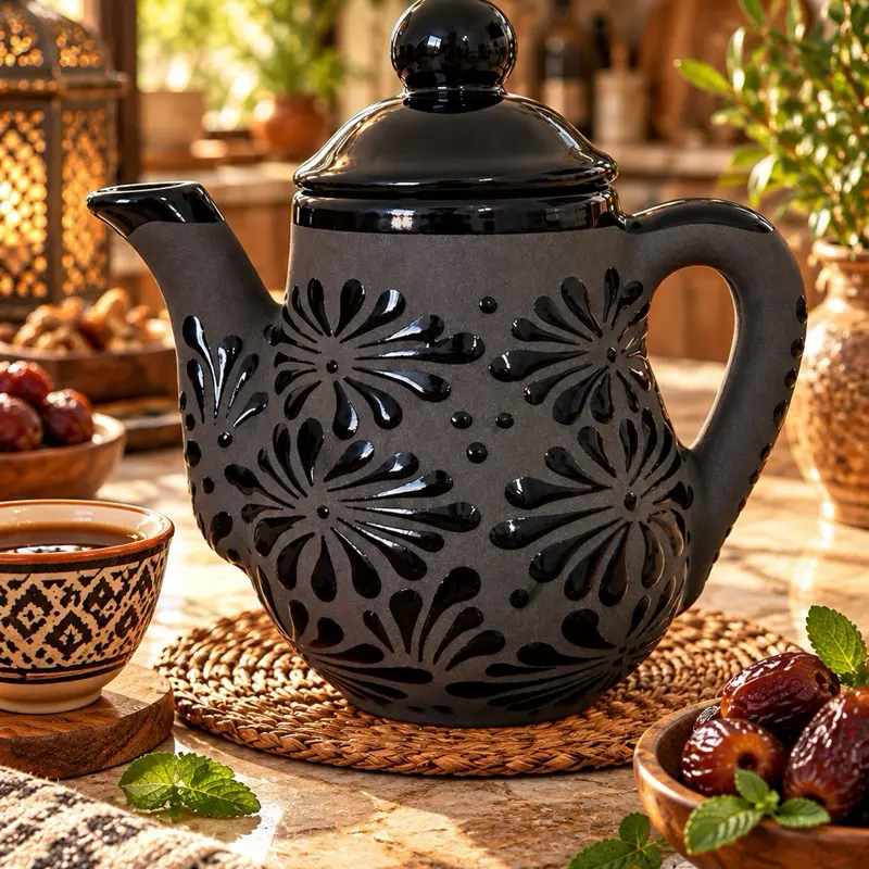 Ceramic Clay Teapot, Kitchenware for Tea & Coffee Beverages, Tea & Coffee Carafe Compatible