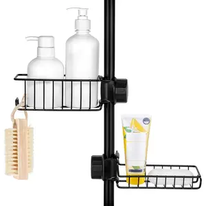 Clawfoot Tub (Shower Rod Not Included) - Stainless Steel Shower Shelves and Soap  (Black)