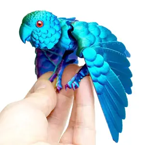 3D Printed Parrot Model Flexible Animal Statue Bird with Wings Moveable Joints Home Decoration Fun Toys Holiday Gift