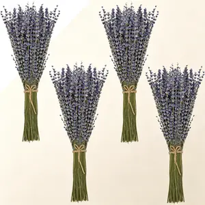 Dried Lavender Bundles 4 Pack, Long-Lasting Natural Fragrance for Home Decoration, Scented Dried Lavender Flowers for Photo Props, Aromatherapy