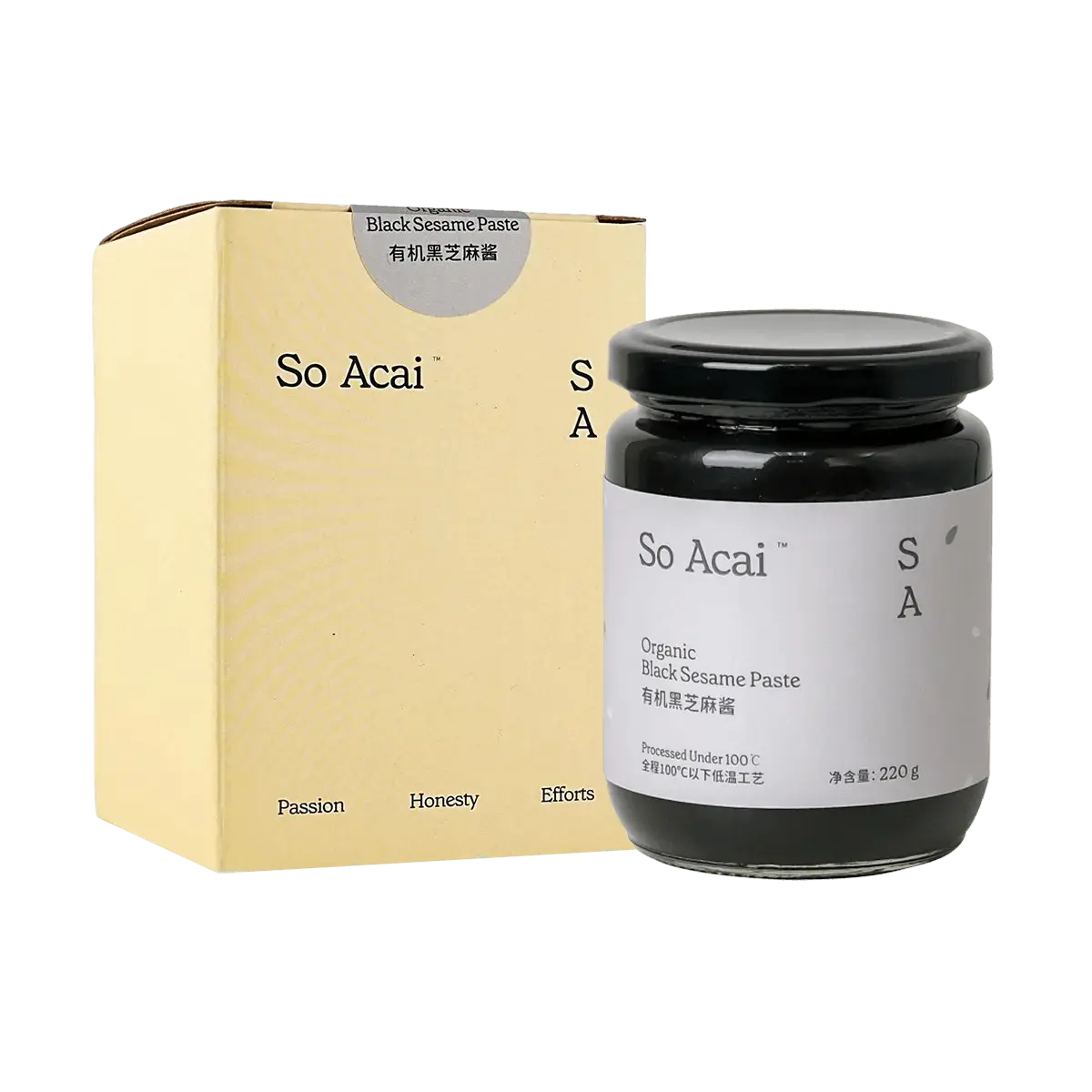 So Acai Organic Black Sesame Paste 220g - Pure & Natural Spread for Toast, Yogurt, Baking - Vegan, Gluten-Free