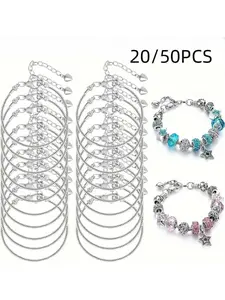 20/50 pieces, 15.98 cm charm snake bracelet set, adjustable snake bracelet with lobster clasp extension chain, suitable for women for DIY jewelry making materials