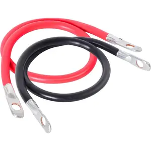 4 AWG Battery Cable 24-Inch Battery Inverter Cables Set All Copper Conductor Wire with 3/8" Ring Terminals (4 Gauge x 24 Inches) For Car,Truck,RV,Solar, Replacement Parts & Accessories