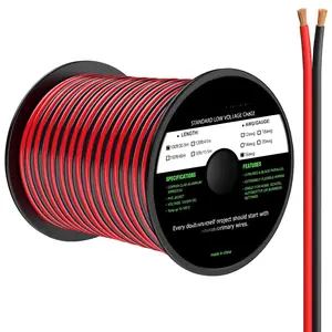 16 Gauge Wire 100FT, 2 Conductors Electrical Wire Red and Black , Low /PVC 16AWG Copper Clad  Extension Cord for Speaker Wire, LED, , Automotive12V/24V DC