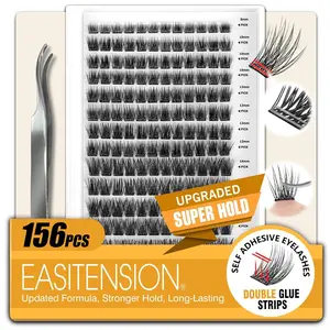 156 PCS Self Adhesive Eyelashes Clusters Kit Lash Clusters DIY Eyelashes Pre Glued No Glue Needed No Remover No residue