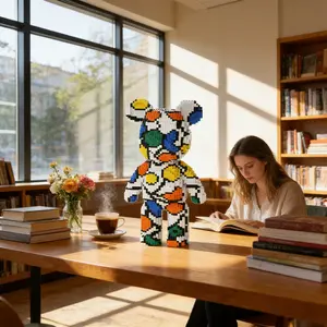 Candy Block Bear 3D Puzzle Building Blocks Decoration, Bookshelf Home Office Cabinet Decor, Party Living Room TV Stand Display Gift