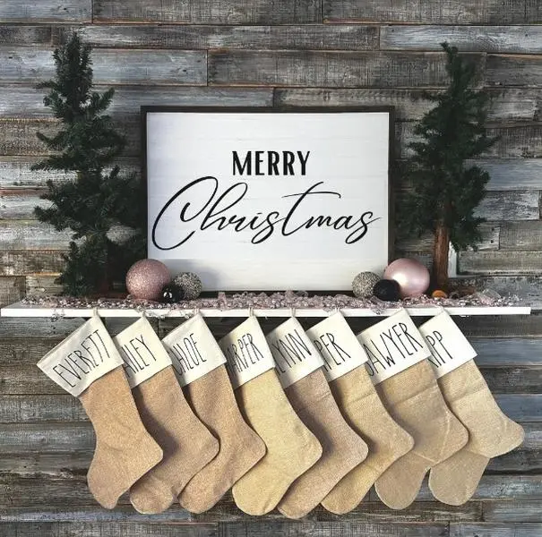 Personalized Burlap Christmas Stockings Personalized Burlap Christmas Stockings