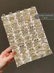 20-piece set - Random cute pearl-like hair accessories, suitable for edge decoration and mini hair claws/claw hook clips/hair clips/hair jaw clips/hair pliers/hair bundle clips/hair grab clips/hair capture clips.