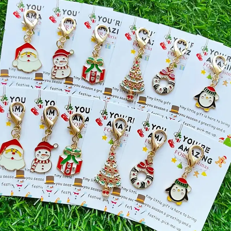 6pcs/12pcs Christmas Keychain Set, With Inspirational "You're Amazing" Greeting Cards For Friends And Family, Perfect Holiday Gift For Valentine'S Day Or Friendship Support, Christmas Gifts That Can Be Used For Bag Decorations And Ornaments