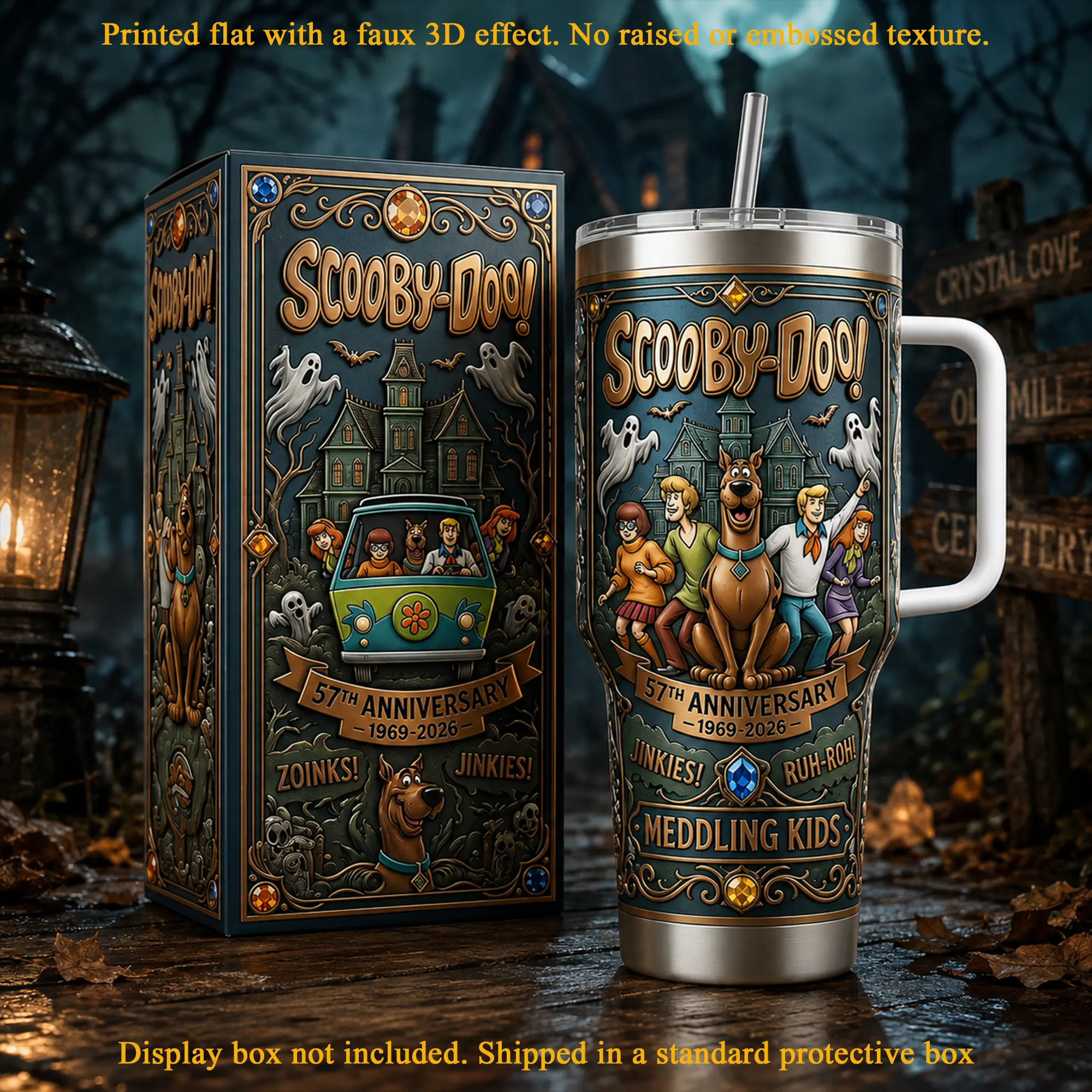 Scooby-Doo 57th Anniversary 1969–2026 40oz Tumbler With Handle, Premium Vacuum Insulated Stainless Steel Travel Mug, Mystery Inc. Collector's Edition Gift