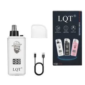 LQT Rechargeable Nose & Ear Hair Trimmer for Men, USB-C Electric Nose Hair Remover with LCD Display, Painless Dual Edge Blade Grooming Tool