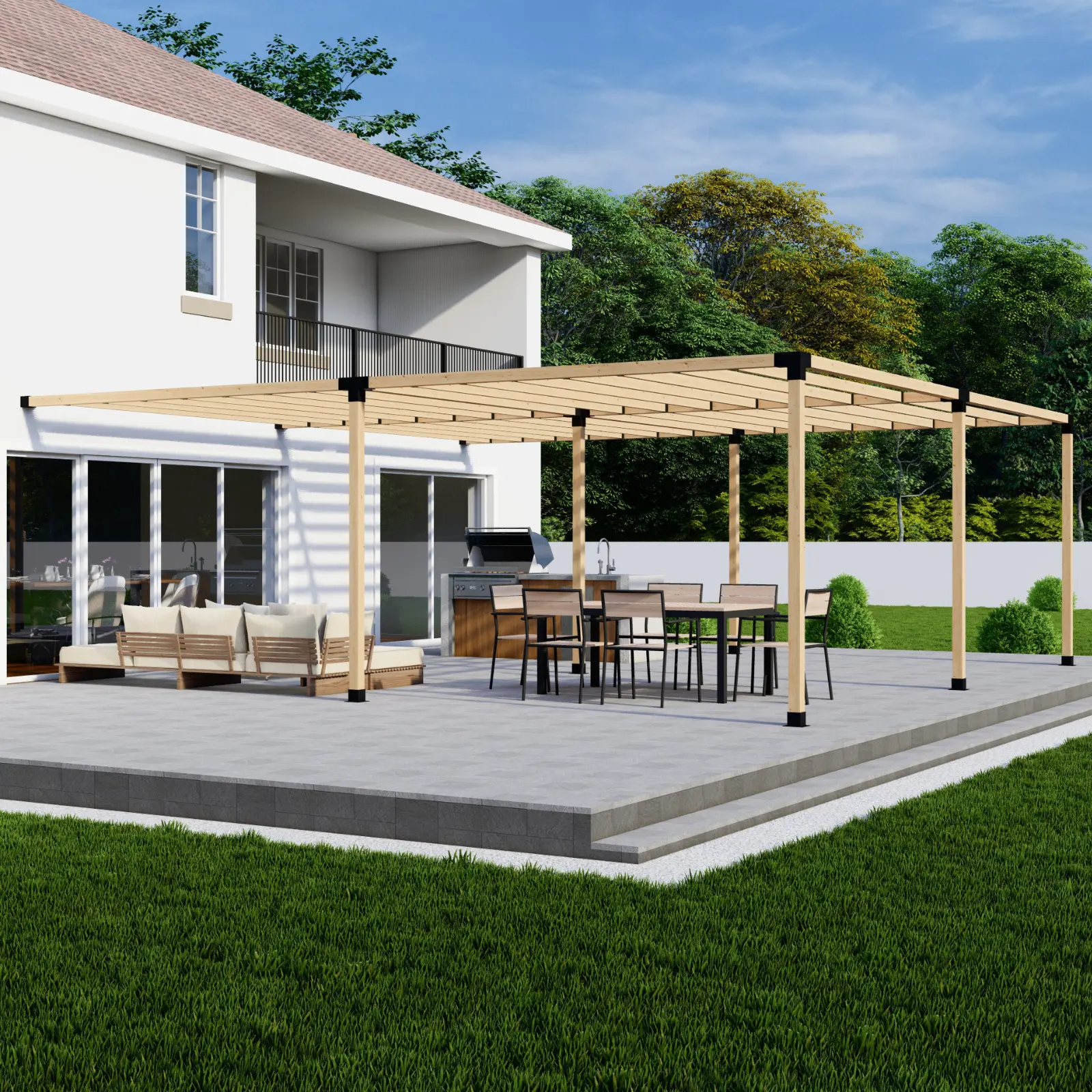 DIY Pergola Kit for a 4-Block Attached Pergola Up to 24x24