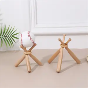 Children's birthday gift wooden baseball bat children's room tabletop solid wood ornament toy Mini baseball bat display stand with baseball