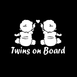 1PC Eye-Catching Warm Parent-Child Twin Baby Silhouette Car Sticker For Car Bodies, Backpacks, Laptops Twin Baby Silhouette + Heart + Slogan Decor Fills With Cute Baby Companion Relaxed Warm Cool Vibe Easily Grasp Warm Cute Parent-Child Trend Style