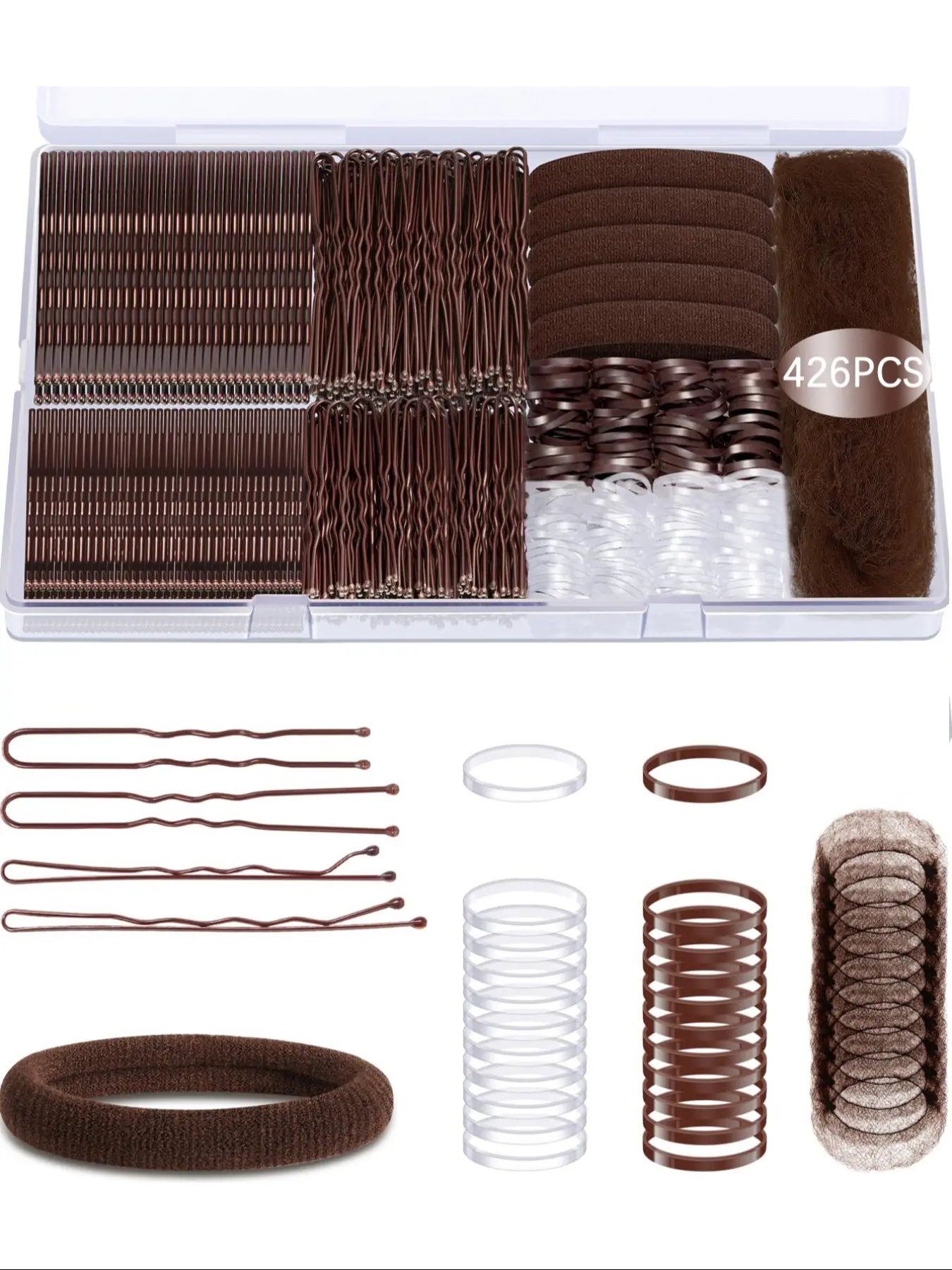 426pcs multifunctional Hair Styling Tools set includes hair clips, hairnets, headbands, storage boxes, women's ballet dance, Latin dance costume parties, work, New Year gift bundling styling tool set Heatless Blowout Rods