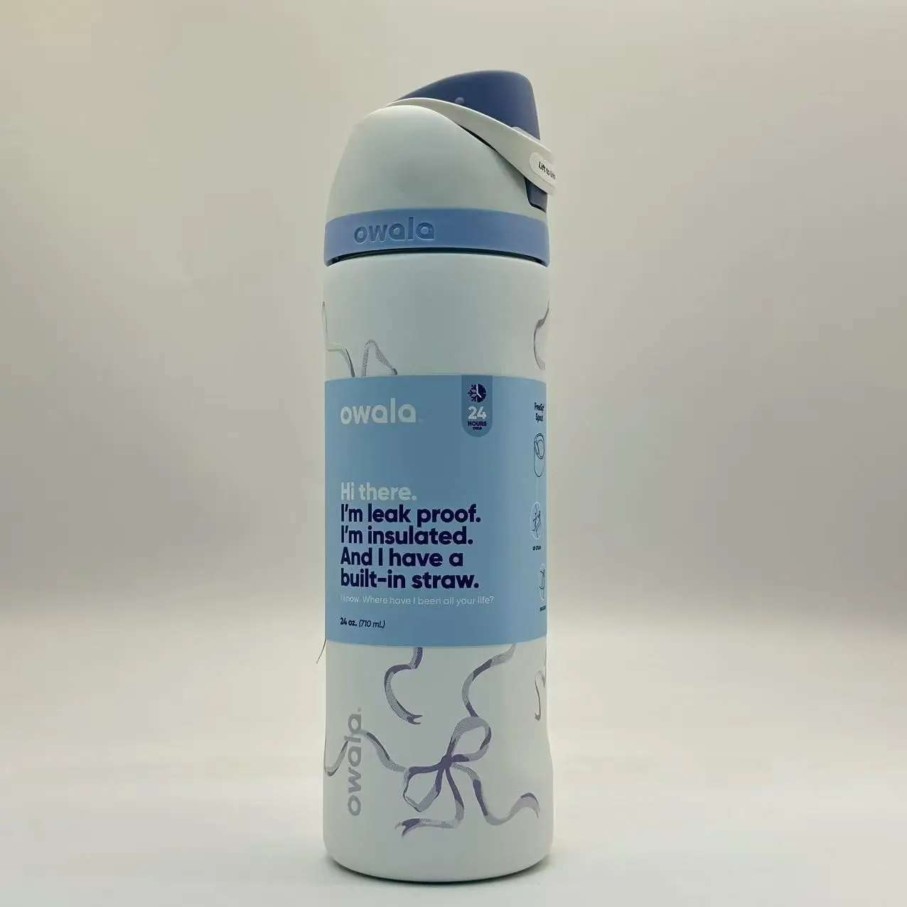 24 oz Owala Urban Outfitters Exclusive Tied 3D Printing FreeSip Blue Bow Bottle