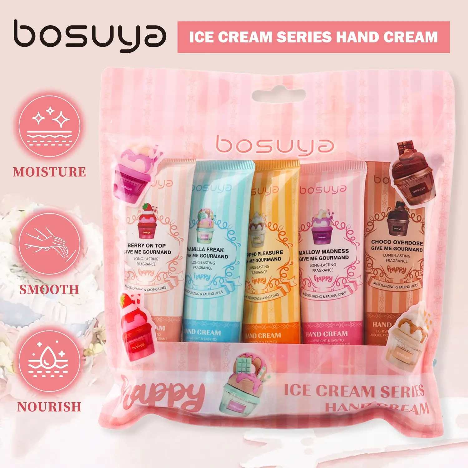 Ice Cream Series Hand Cream Travel Size Set, Hand Moisturizer, Deep Moisturizing Nourishment, Reduces Dry Rough Hands, Fine Lines, Ideal for Daily Care, Moisture