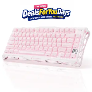 GravaStar Mercury K1 - Sakura Pink 75% Pink Wireless Creamy Keyboard, Aluminum Alloy Exoskeleton Design Mechanical Gaming Keyboard, Creamy Keyboard, Gasket Hot-Swap Socket, Linear Switches, RGB Backlit summerwins DealsForYouDays