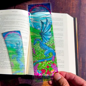 Throne of Glass Bookmark, Abraxos and Flowers, Dragon Stained Glass Bookmarks, Sword (Transparent Bookmark, Fantasy Book Reader Gift)