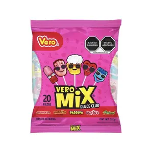 Vero Mix Dulce Club Mexican Candy Assorted Sweet Lollipops 20 Pieces