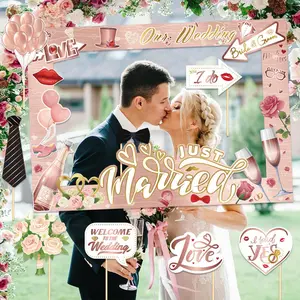 Wedding Party Photobooth Props, Wedding Photo Frame & Inflatable Selfie Frame, New Years Photo Booth for Wedding Party Decorations, Masks