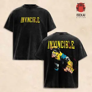 Limited Edition Emperor Mark Grayson Invincible War Superhero Comics Edition Double Print Lightweight Acid Washed Tee Hoodie Sweater Graphic Design Top Cotton Streetwear Comic T-Shirt Clothes Menswear Womenswear