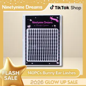Ninetynine Dreams 140PCs Bunny Ear Lashes | Dramatic Spiky Anime Douyin DIY Eyelashes Clusters, 13–16mm C++ Curl Custom-Map False Lashes, Ultra-Thin Durable Band, Reusable Waterproof Long-Lasting Beginner-Friendly False Eyelashes For Bold Glam Makeup