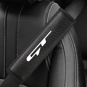 Kia Ev6 Gt Gtline Rio Ceed Seatbelt Shoulder Covers, PU Leather & Carbon Fiber Stripe Design, Enhances Driving Comfort, 1/2 Pcs, Car Interior Accessory, Car Accessories