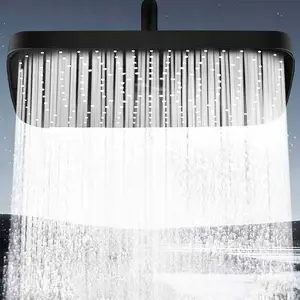 13.5 Inch High Pressure Large Flow Shower Head, Wall Mounted, Durable Plastic, Stylish Rectangular Design, Modern Spray Shower, Wall Mounted Showerhead