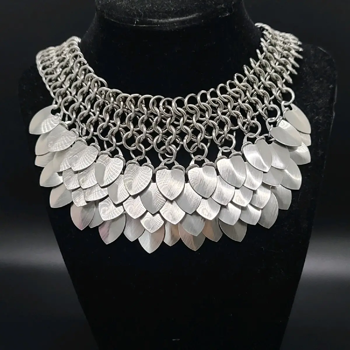 Chain Maille Scaled Necklace Stainless Steel and Aluminum