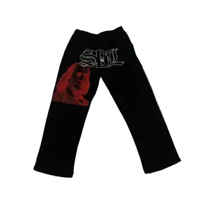 S-DL Red Black Sweatpants, Streetwear Hip Hop Pants, Trendy Outdoor Wear Daily Wear For Men, Designer Clothing, Gift for him for her, Birthday's gift
