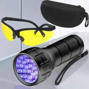 AC Leak Detector Kit, Air Conditioner UV Leak Detector with UV Light & Oil Dye, Automotive AC System Leak Detection Tool with Protective Glasses